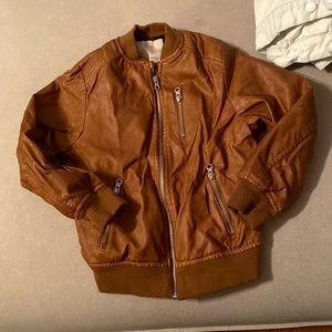 zara brown leather jacket